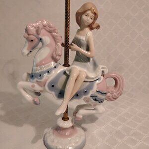 1989 Paul Sebastian Porcelain Girl On Carousel Horse Figurine